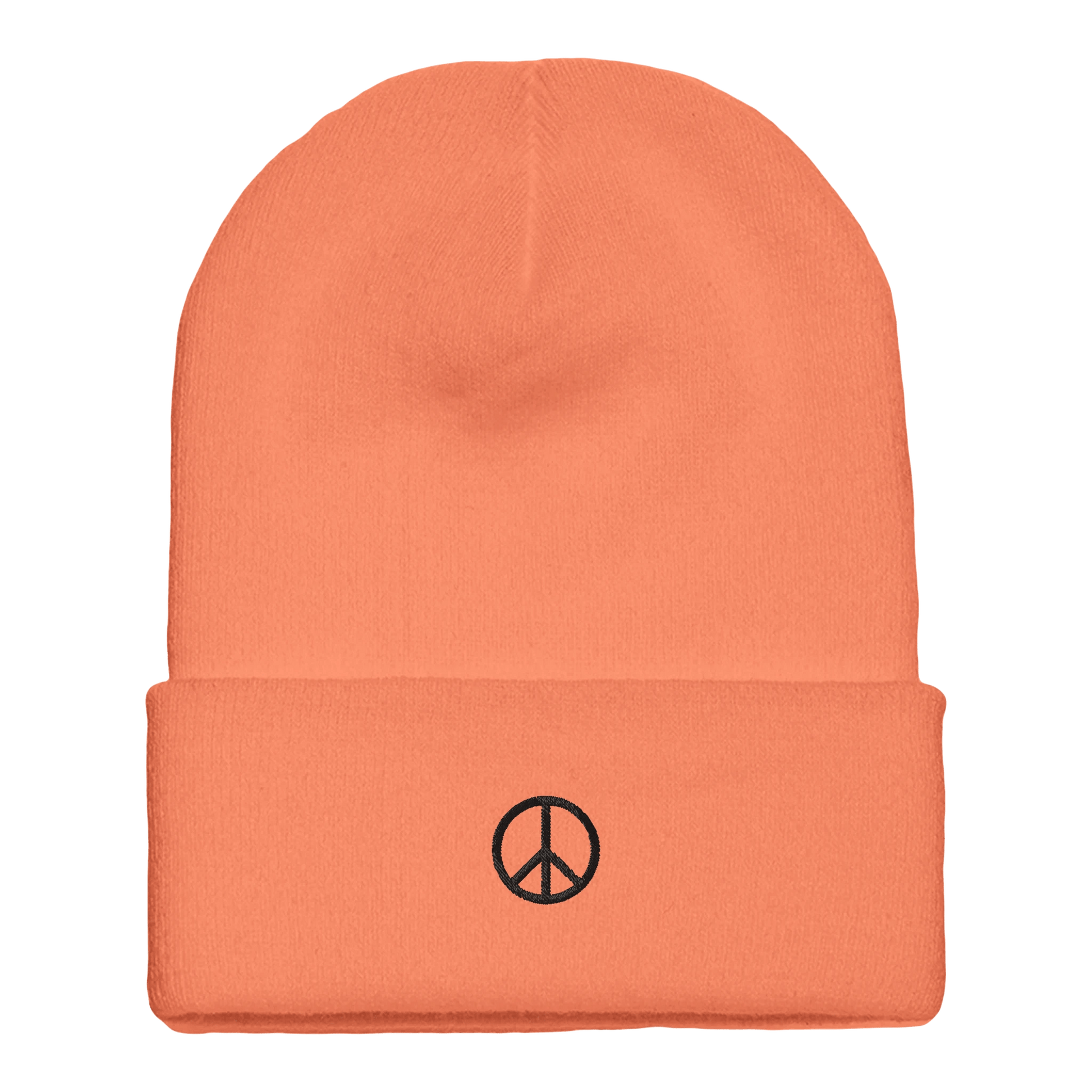 Beanie mit Bündchen | personalisierbar mit schwarz bestickt | Peace - afHandmade