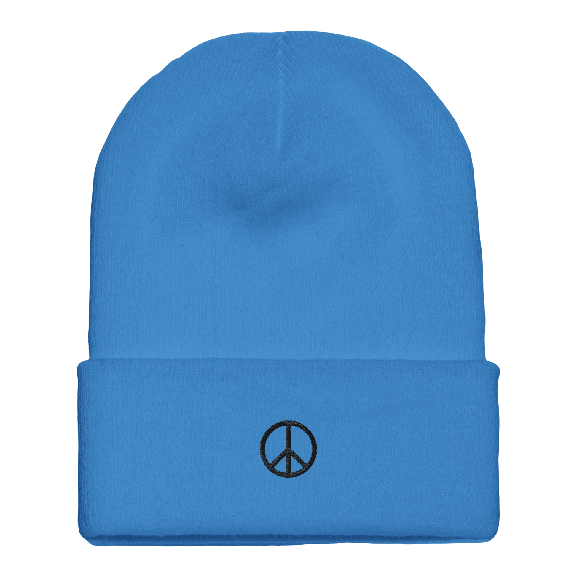 Beanie mit Bündchen | personalisierbar mit schwarz bestickt | Peace - afHandmade