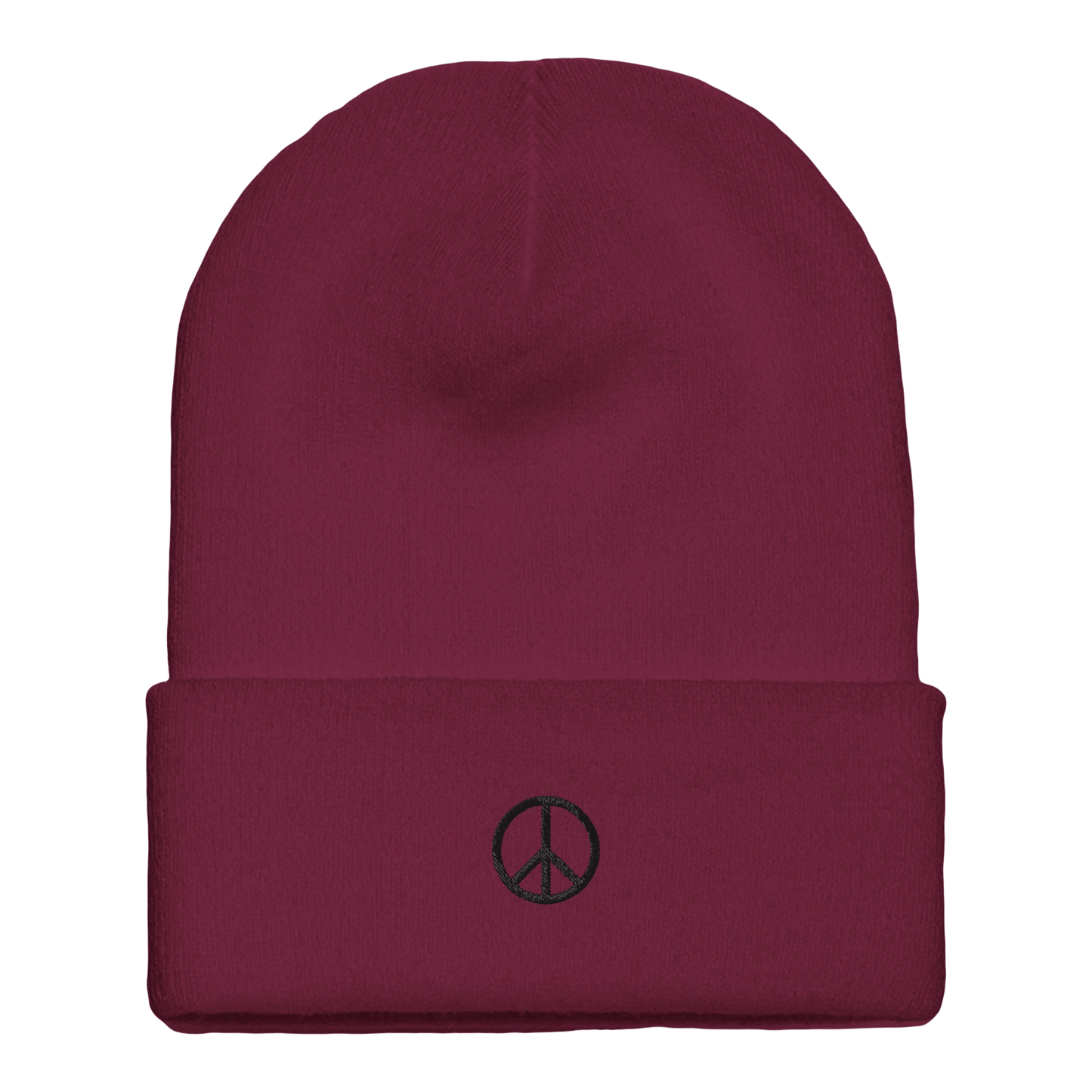 Beanie mit Bündchen | personalisierbar mit schwarz bestickt | Peace - afHandmade