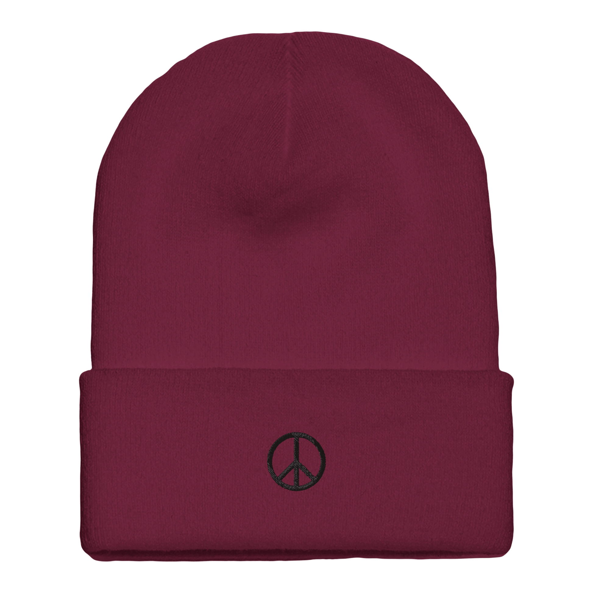 Beanie mit Bündchen | personalisierbar mit schwarz bestickt | Peace - afHandmade