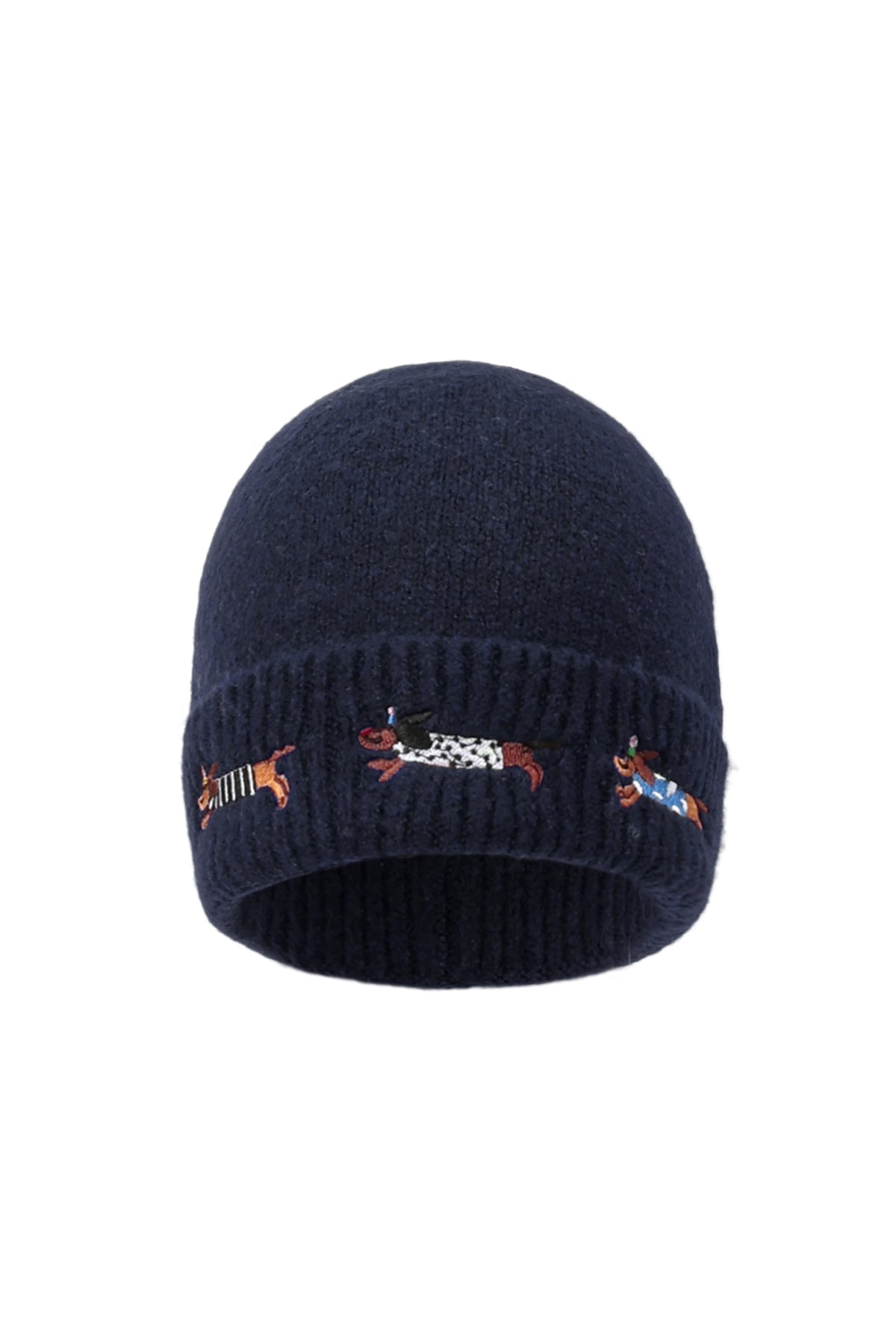 Dackel Beanie – Warme Strickmütze mit Dackel-Stickerei - afHandmade