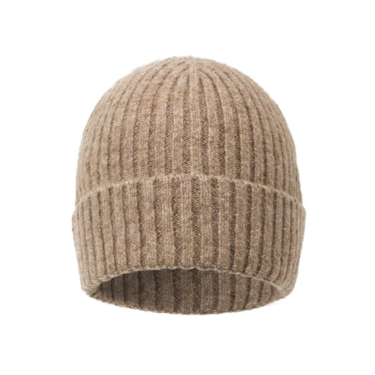 Damenmütze aus Wollmix – Gerippte Mütze in Blau oder Beige - afHandmade
