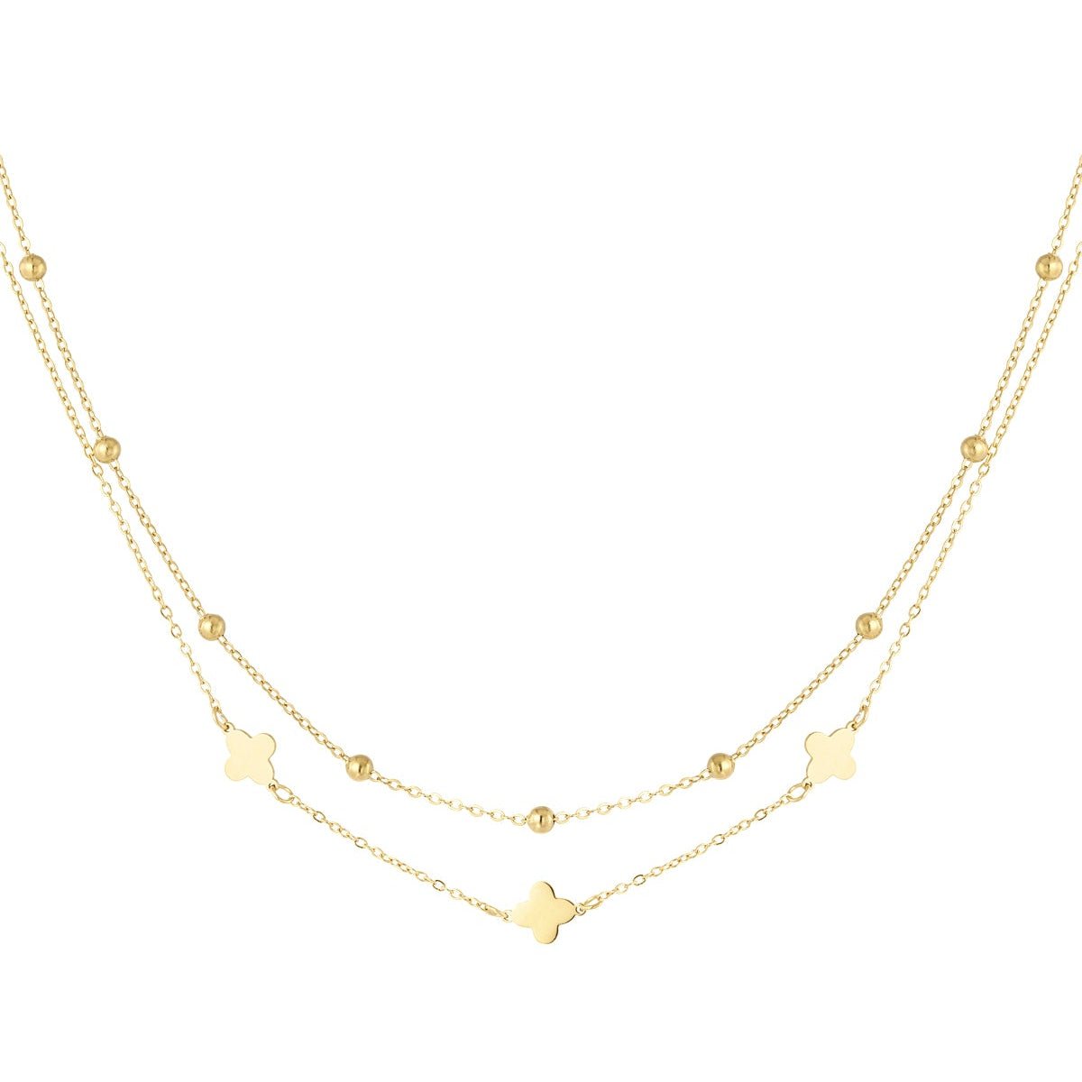 Doppelkette mit Kleeblattanhängern - afHandmade