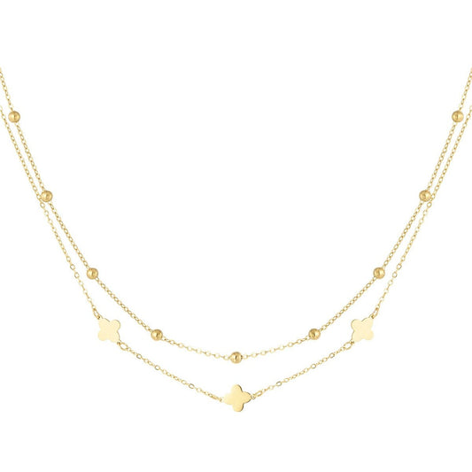 Doppelkette mit Kleeblattanhängern - afHandmade