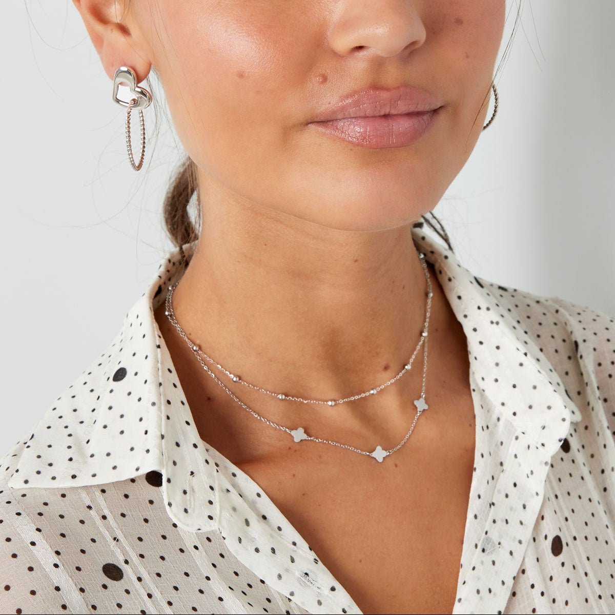 Doppelkette mit Kleeblattanhängern - afHandmade