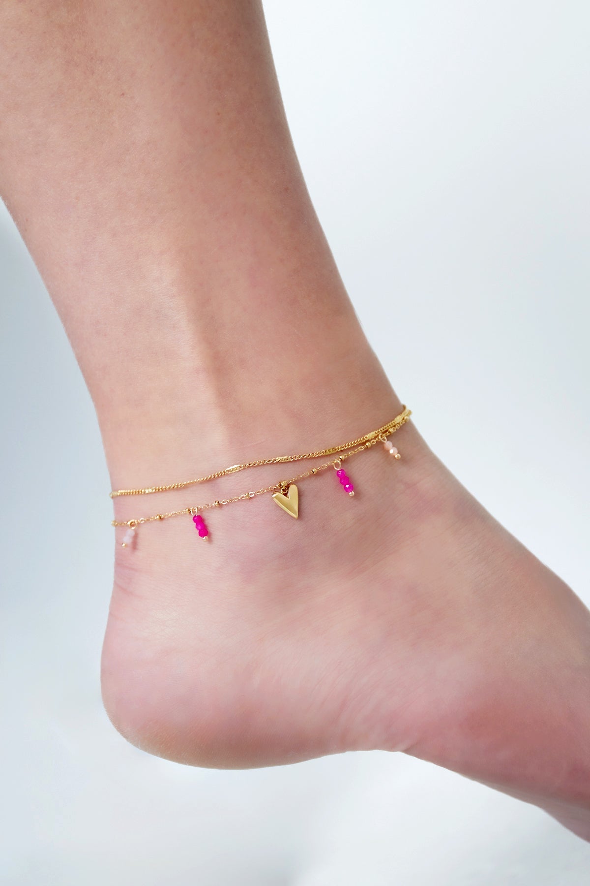 Double Love Fußkettchen – Edelstahl mit Herzanhänger, verstellbar - afHandmade