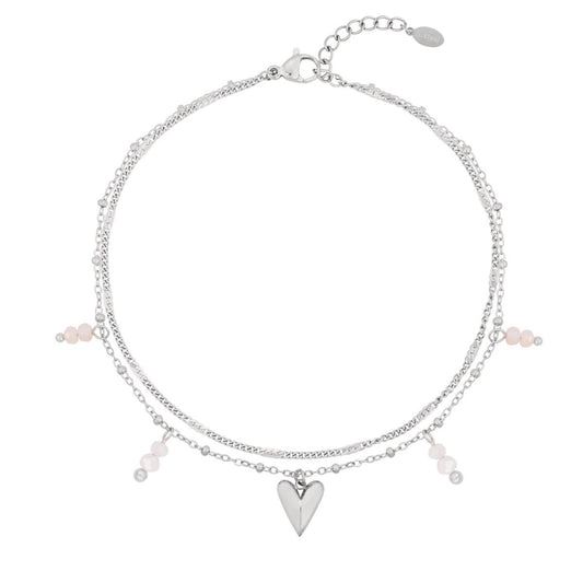 Double Love Fußkettchen – Edelstahl mit Herzanhänger, verstellbar - afHandmade