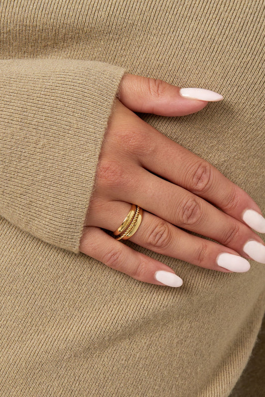 Dreireihiger Edelstahl Ring verstellbar – wasserfester Statement Ring Damen - afHandmade