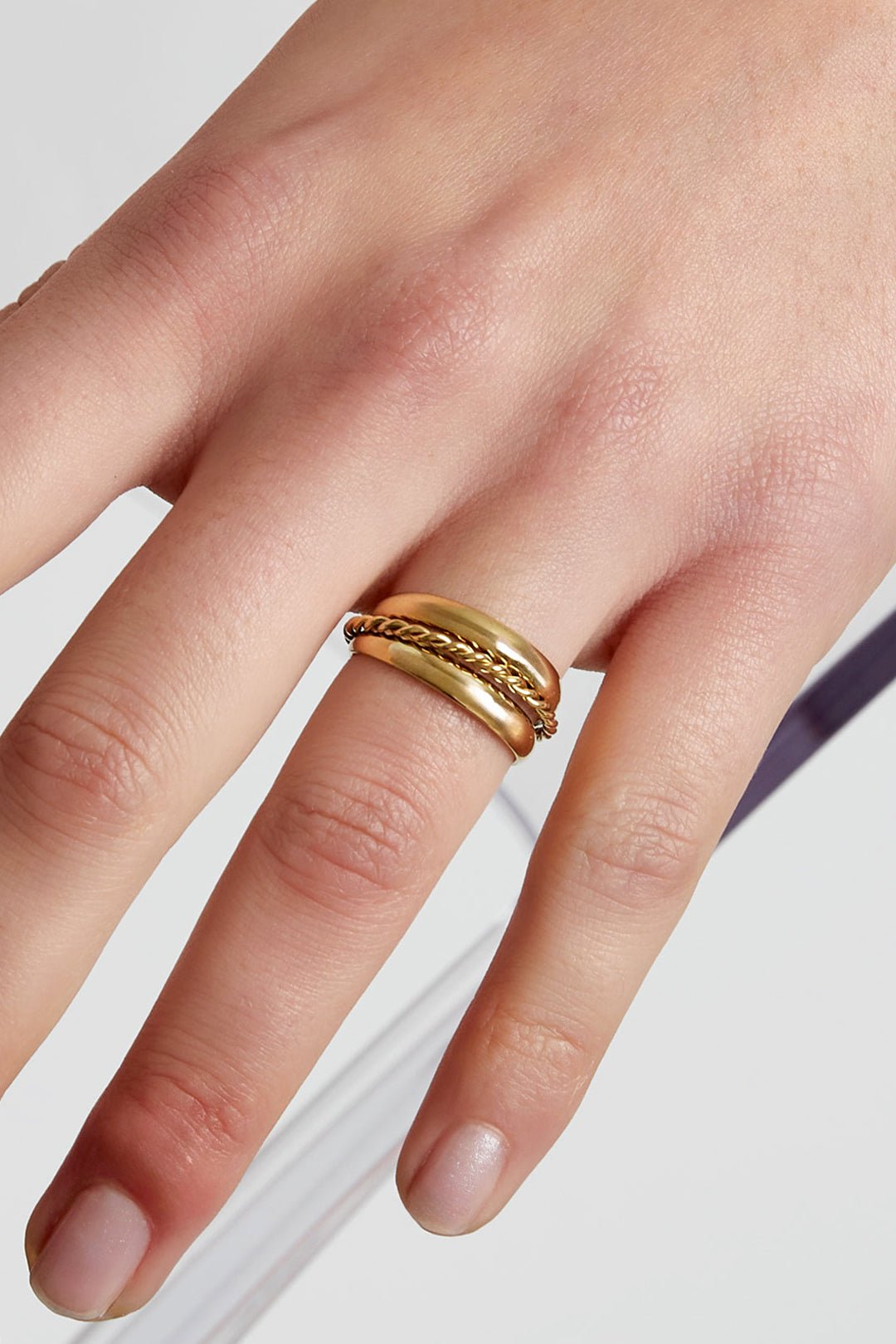 Dreireihiger Edelstahl Ring verstellbar – wasserfester Statement Ring Damen - afHandmade