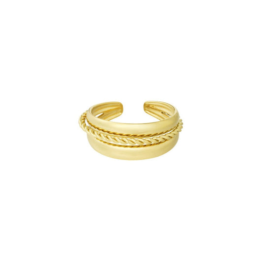 Dreireihiger Edelstahl Ring verstellbar – wasserfester Statement Ring Damen - afHandmade