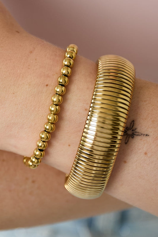 Edelstahl - Perlenarmband – Massive 6 mm Perlen in Goldfarbig & Silberfarbig - afHandmade