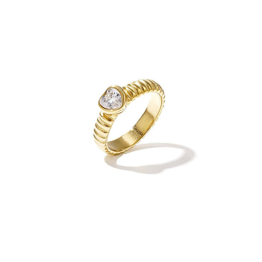 Edelstahl Ring mit herzförmigem Stein – Statement Ring Damen - afHandmade