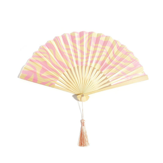 Faltfächer mit Zebramuster – Moderner Handfächer aus Bambus & Polyester 42 x 23 cm - afHandmade