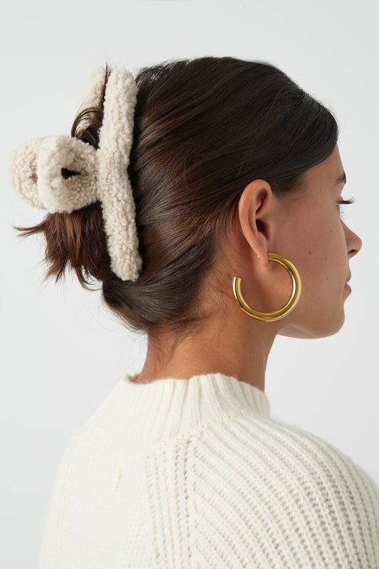 Flauschige Teddy Haarspange - Braun - afHandmade