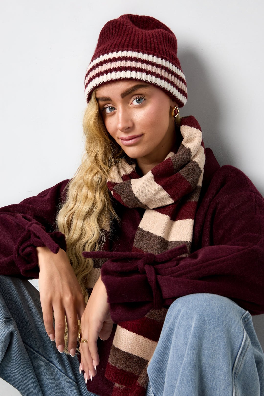 Gestreifte Beanie „Cozy Stripes“ – Unisex Mütze aus Wolle & Polyester - afHandmade