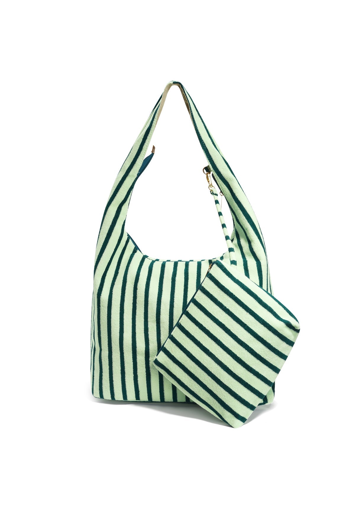 Gestreifte Hobo - Einkaufstasche mit Reißverschluss – Schlichte Alltagstasche - 2er Set - afHandmade