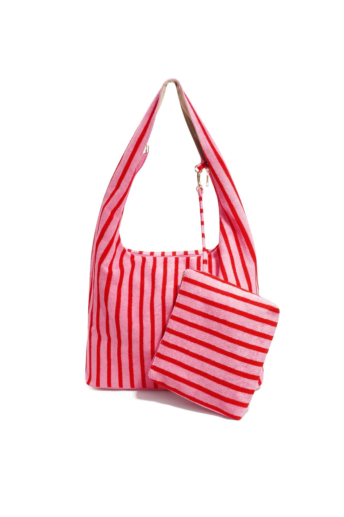 Gestreifte Hobo - Einkaufstasche mit Reißverschluss – Schlichte Alltagstasche - 2er Set - afHandmade