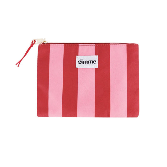 gimme - Flacher Kulturbeutel mit Streifen in Rosarot – Kosmetiktasche aus Polyester 21,5 x 15 cm - afHandmade