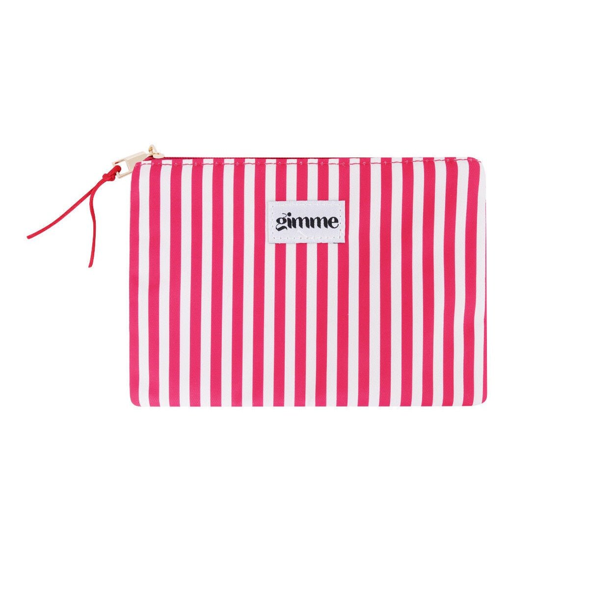 Gimme Kulturbeutel mit schmalen Streifen in Pink & weiß – Flache Kosmetiktasche 21,5 x 15 cm - afHandmade