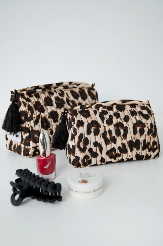 Gimme Make - up - Tasche mit Leopardenmuster – Stylische Kosmetiktasche 24 x 15 x 10 cm - afHandmade