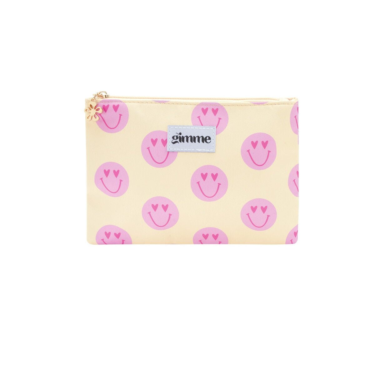 Gimme Make - up - Tasche mit Smiley - Motiv – Lässige Kosmetiktasche aus Polyester 21,5 x 15 cm - afHandmade