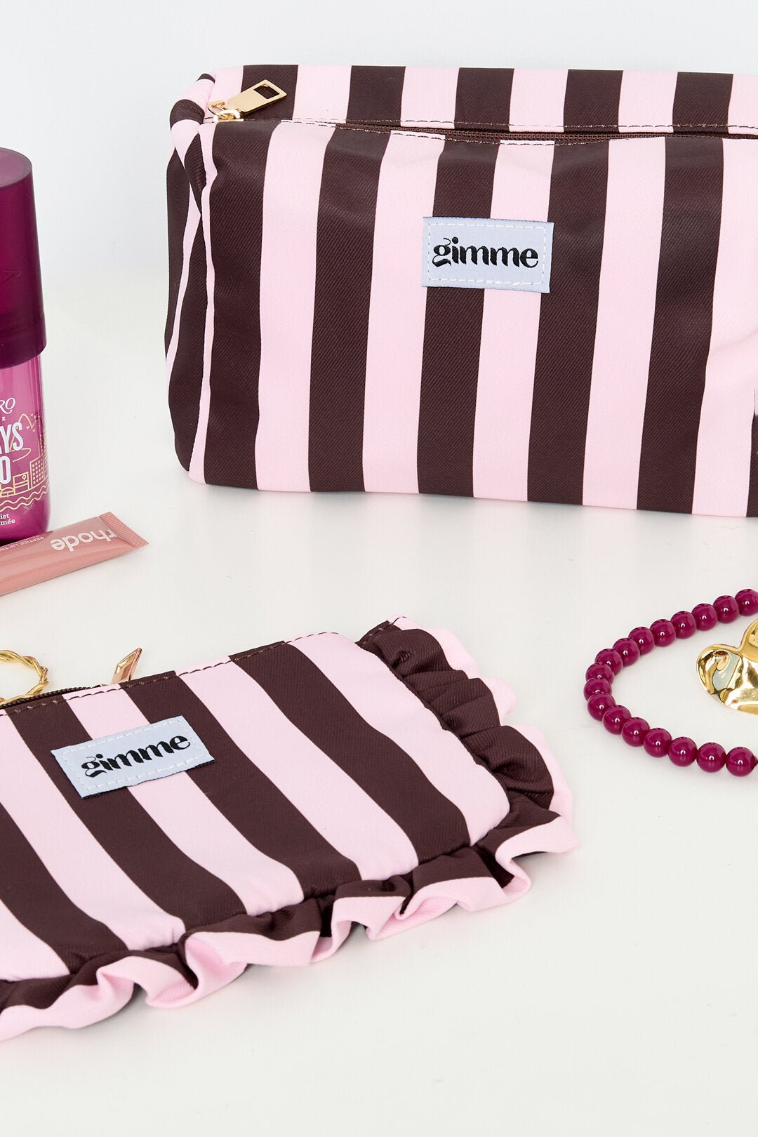 Gimme Make-up-Tasche Streifen Casual – Kosmetiktasche in knalligen Farben - afHandmade