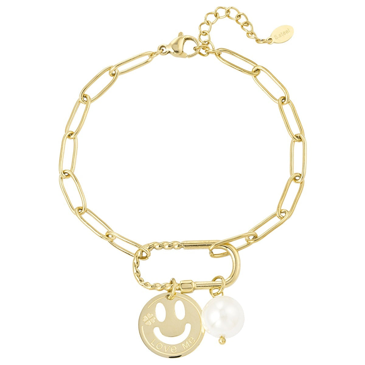 Gliederarmband mit Anhänger - lächelndes Gesicht - afHandmade