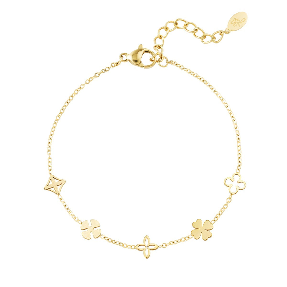 Glücksarmband mit Kleeblätter & Blumen - afHandmade