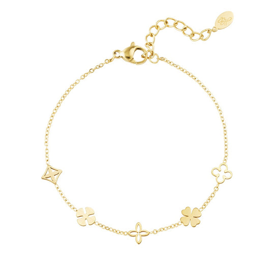 Glücksarmband mit Kleeblätter & Blumen - afHandmade