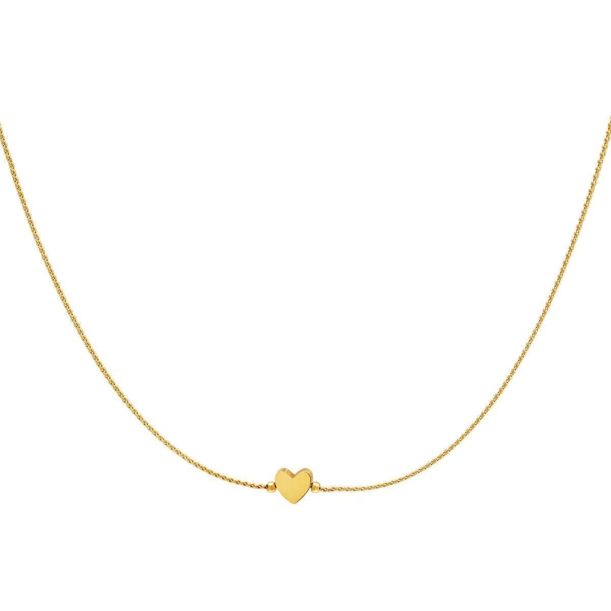 Goldfarbene Halskette mit Herz Anhänger - afHandmade