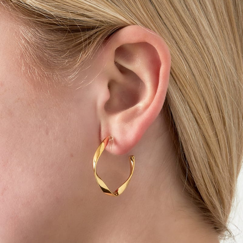 Große gebogene Ohrclips aus Edelstahl – Gold oder Silber, 3 cm - afHandmade