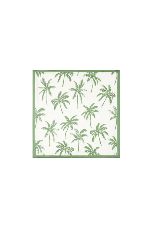 Grüner Sommerschal mit Palmenmuster – Leichtes Halstuch & Urlaubsaccessoire aus Polyester - afHandmade