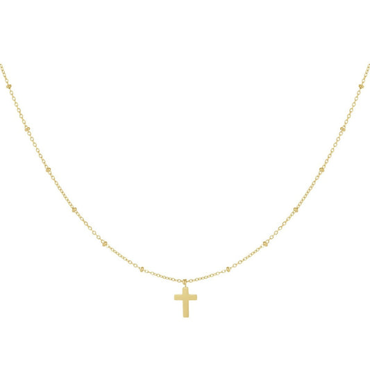 Halskette Kreuz - Goldfarbe Edelstahl - afHandmade