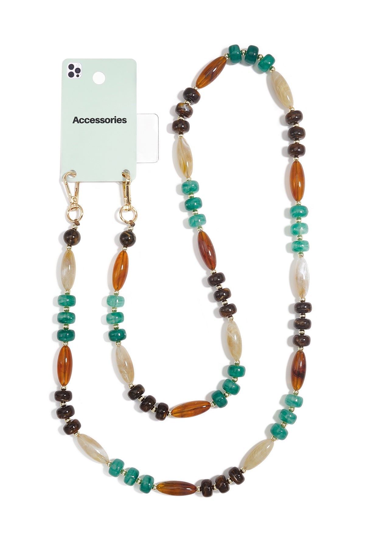 Handykette „Autumn Mix“ – Grün, Bernstein & Creme - afHandmade