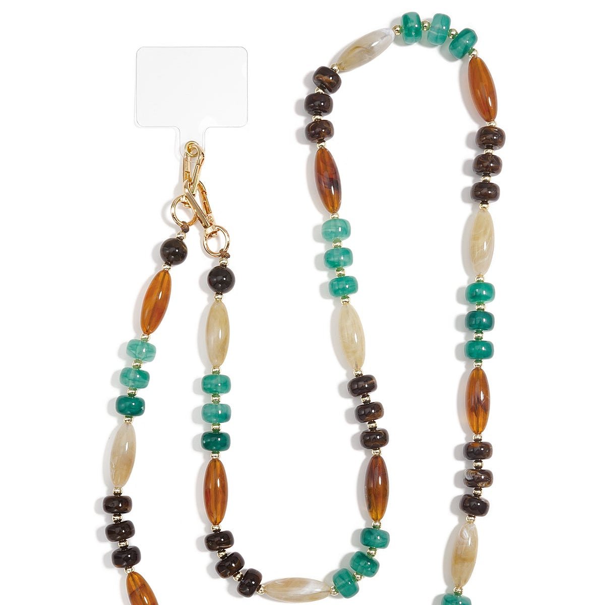 Handykette „Autumn Mix“ – Grün, Bernstein & Creme - afHandmade