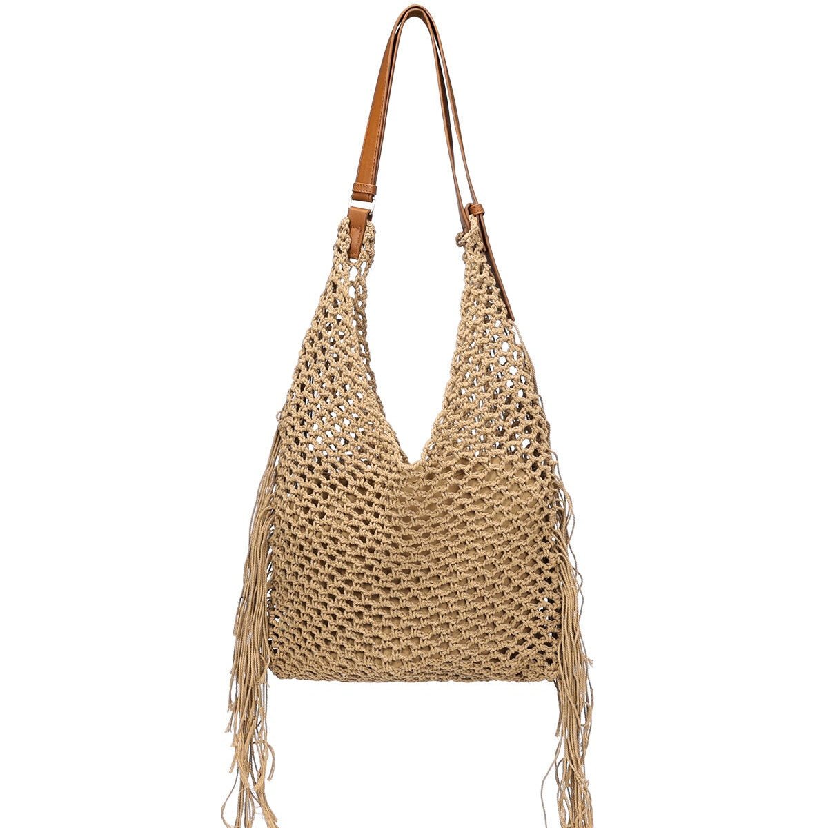 Hobo Strandtasche aus Baumwolle – Gewebte Sommertasche mit Kordelzug 33 x 40 cm - afHandmade