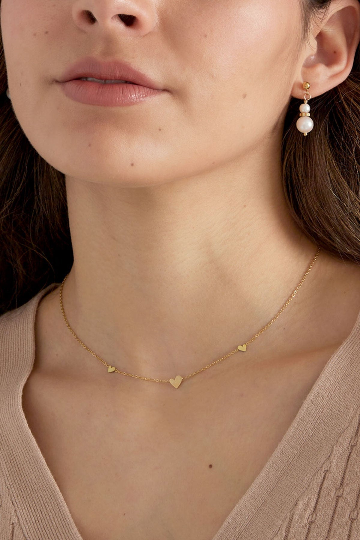 Klassische Halskette mit Herzen – Goldfarbe - afHandmade