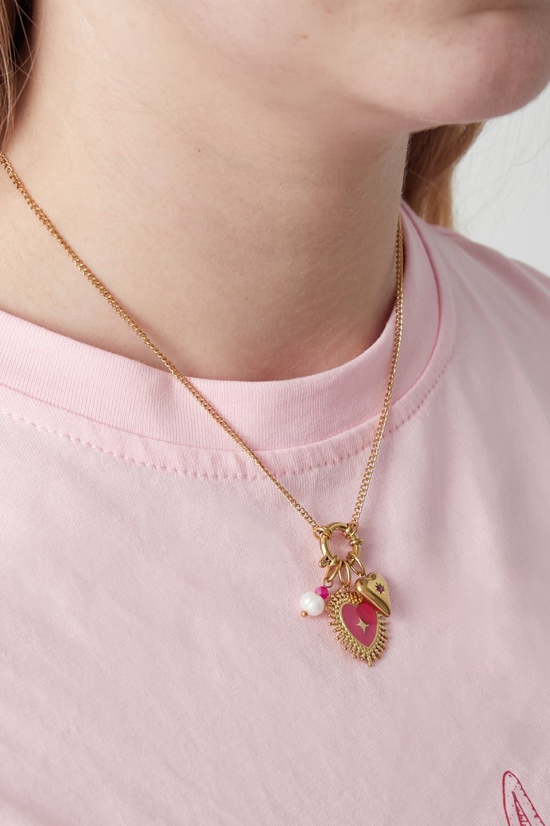 Kurze Edelstahlkette mit 5 Charms – individuell & vielseitig - Herz Sonne - afHandmade
