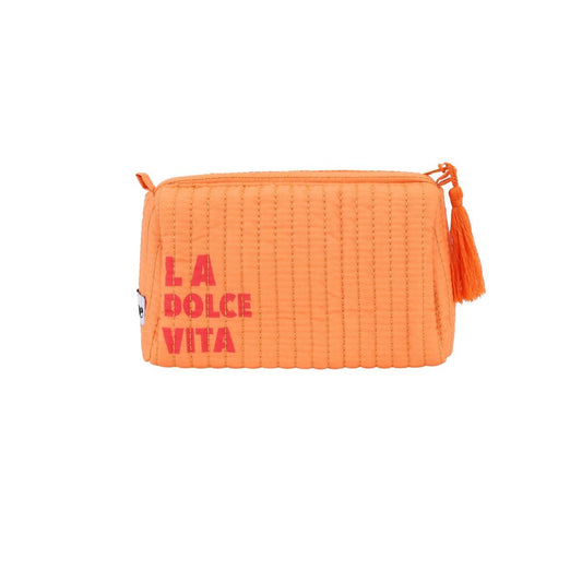 La Dolce Vita Kosmetiktasche Groß – Stylische Beauty Bag in Orange oder Pink 24 x 15 x 10 cm - afHandmade