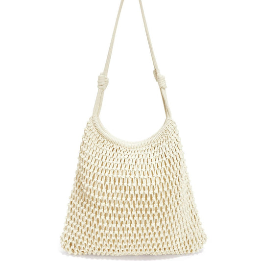 Lässige Strandtasche aus Baumwolle – Einfarbige gewebte Alltagstasche - afHandmade