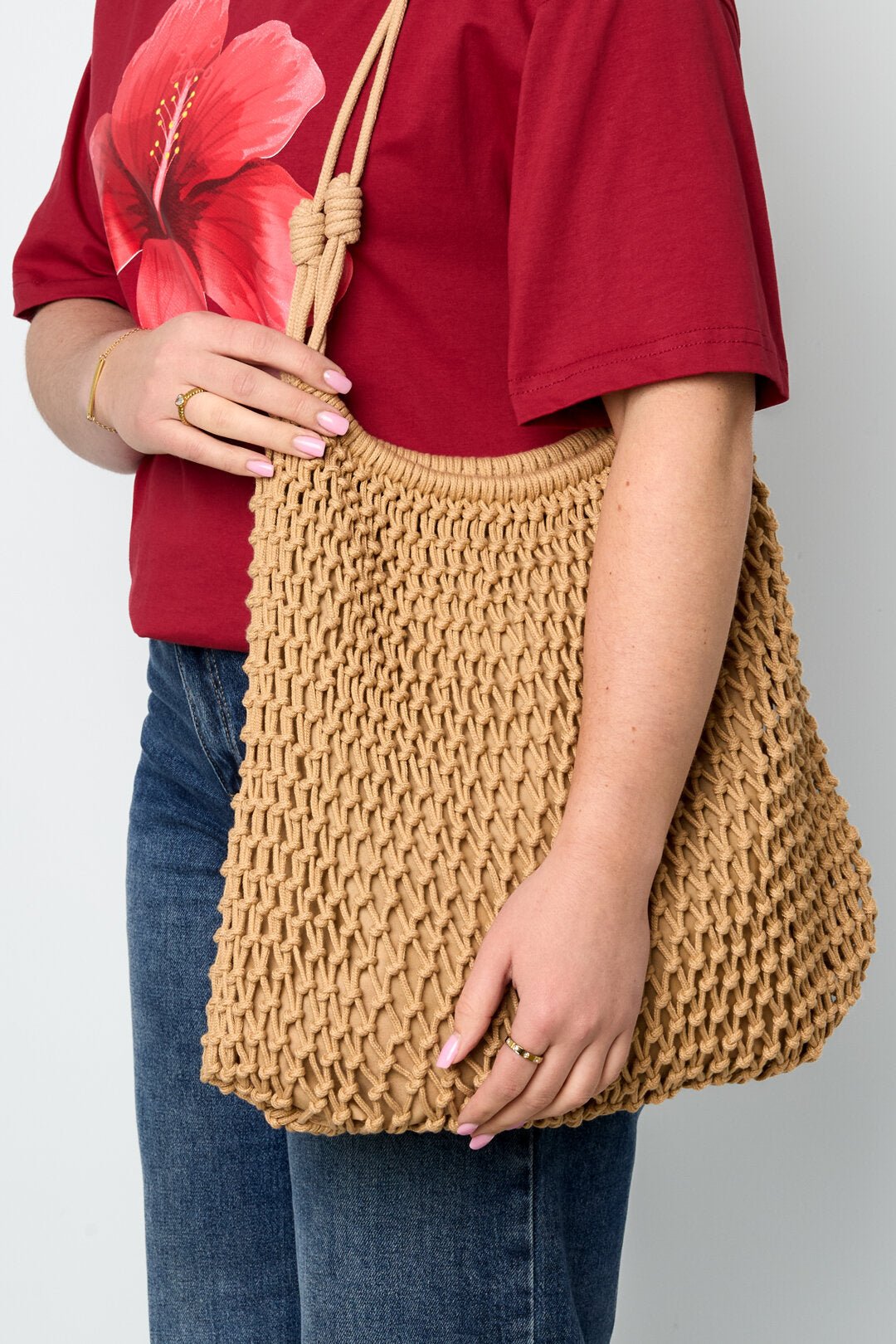 Lässige Strandtasche aus Baumwolle – Einfarbige gewebte Alltagstasche - afHandmade