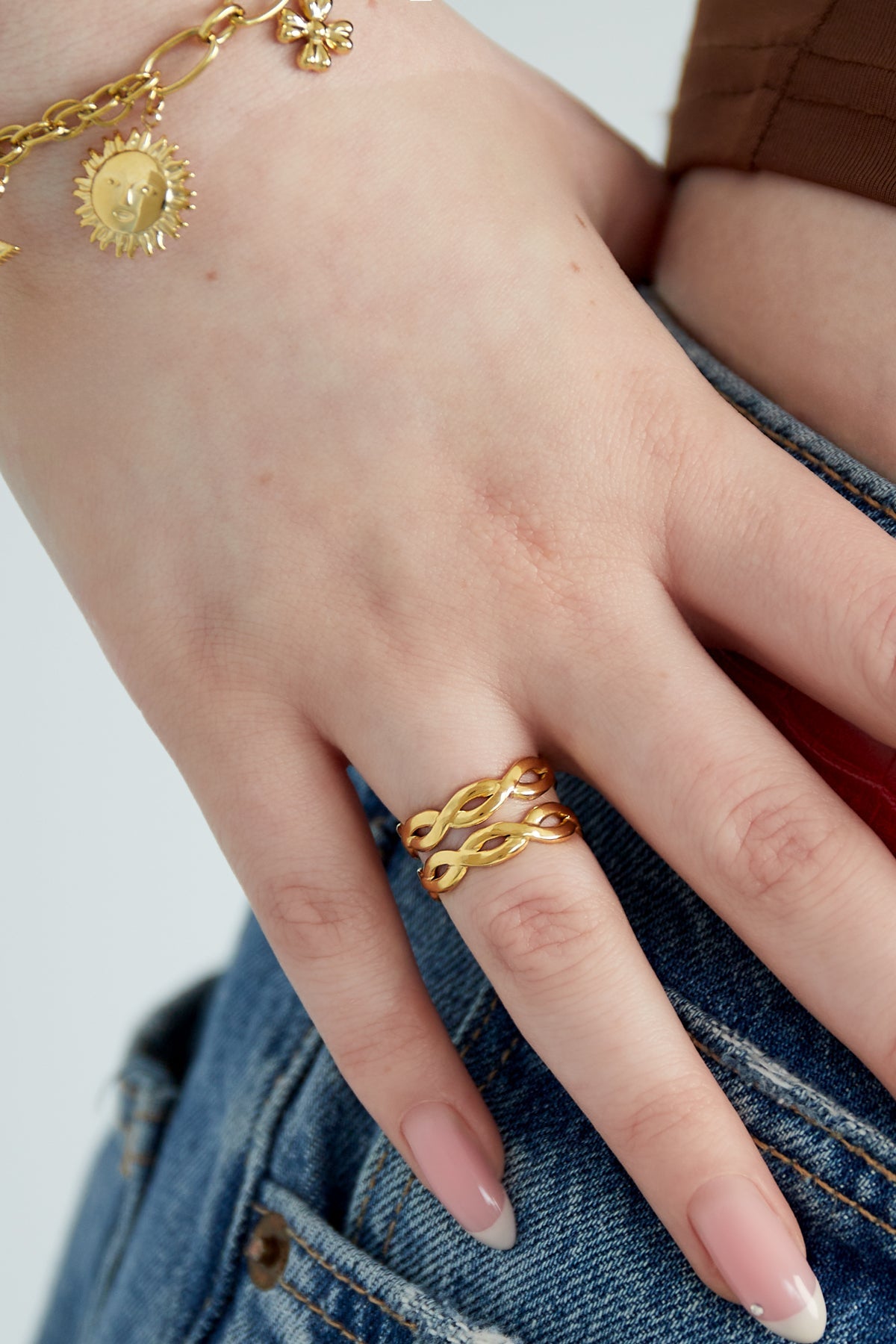 Mehrlagiger Wirbelring Edelstahl verstellbar – wasserfester Statement Ring Damen - afHandmade