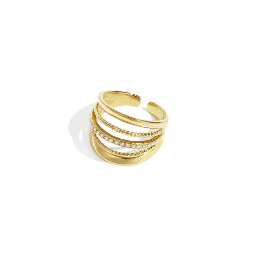 Mehrreihiger Statement Ring Edelstahl – verstellbar & wasserfest Damenring - afHandmade