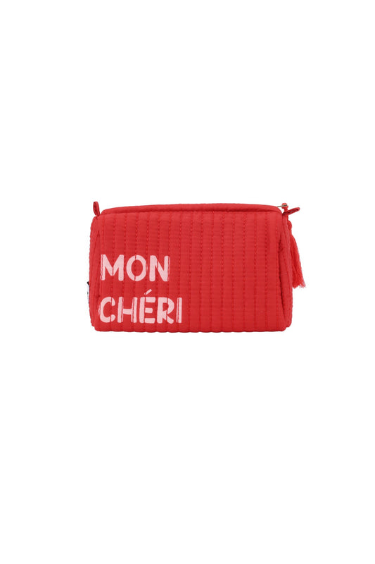 Mon Chéri Kosmetiktasche Klein – Kompakte Beauty Bag in Rosa oder Rot 19 x 12 x 8 cm - afHandmade