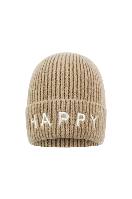 Mütze Damen mit Aufdruck "Happy" - afHandmade
