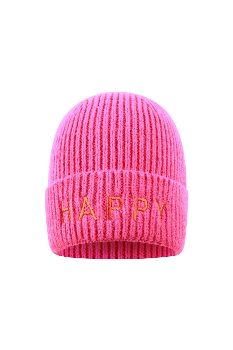 Mütze Damen mit Aufdruck "Happy" - afHandmade