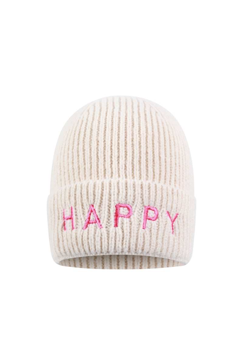 Mütze Damen mit Aufdruck "Happy" - afHandmade