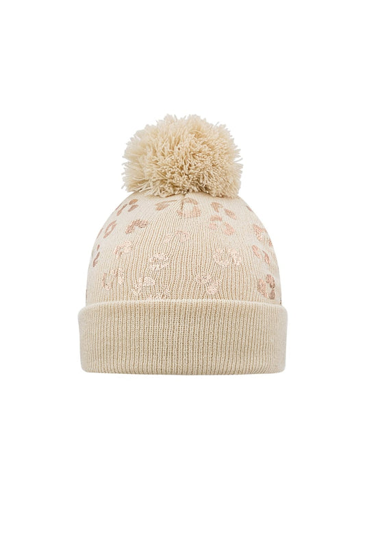 Mütze mit Tigerprint und Bommel für Kinder - afHandmade