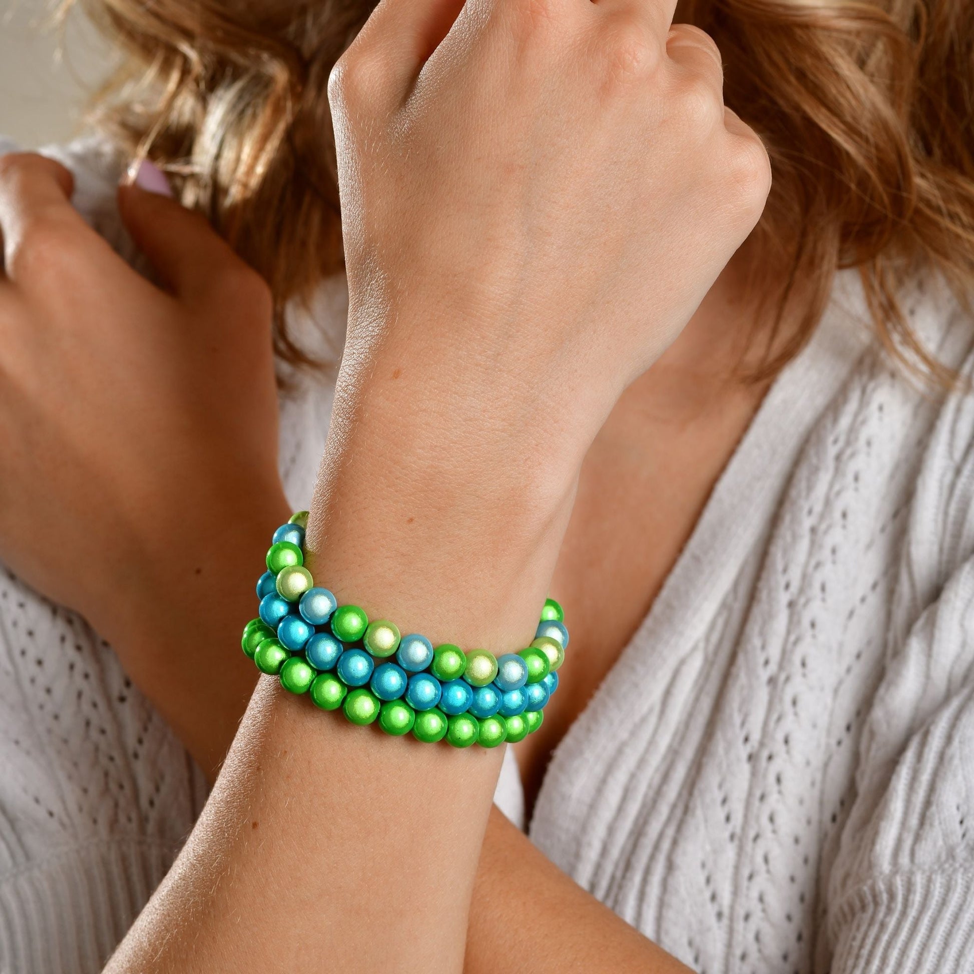 Perlenarmband – 10 mm Perlen - hellgrün - afHandmade