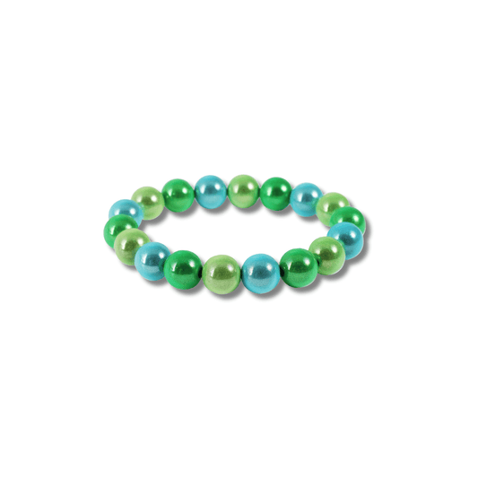 Perlenarmband – 10mm - mehrfarbig, grün und blau - afHandmade